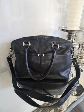 Tignanello Black Leather Convertible Shoulder Bag